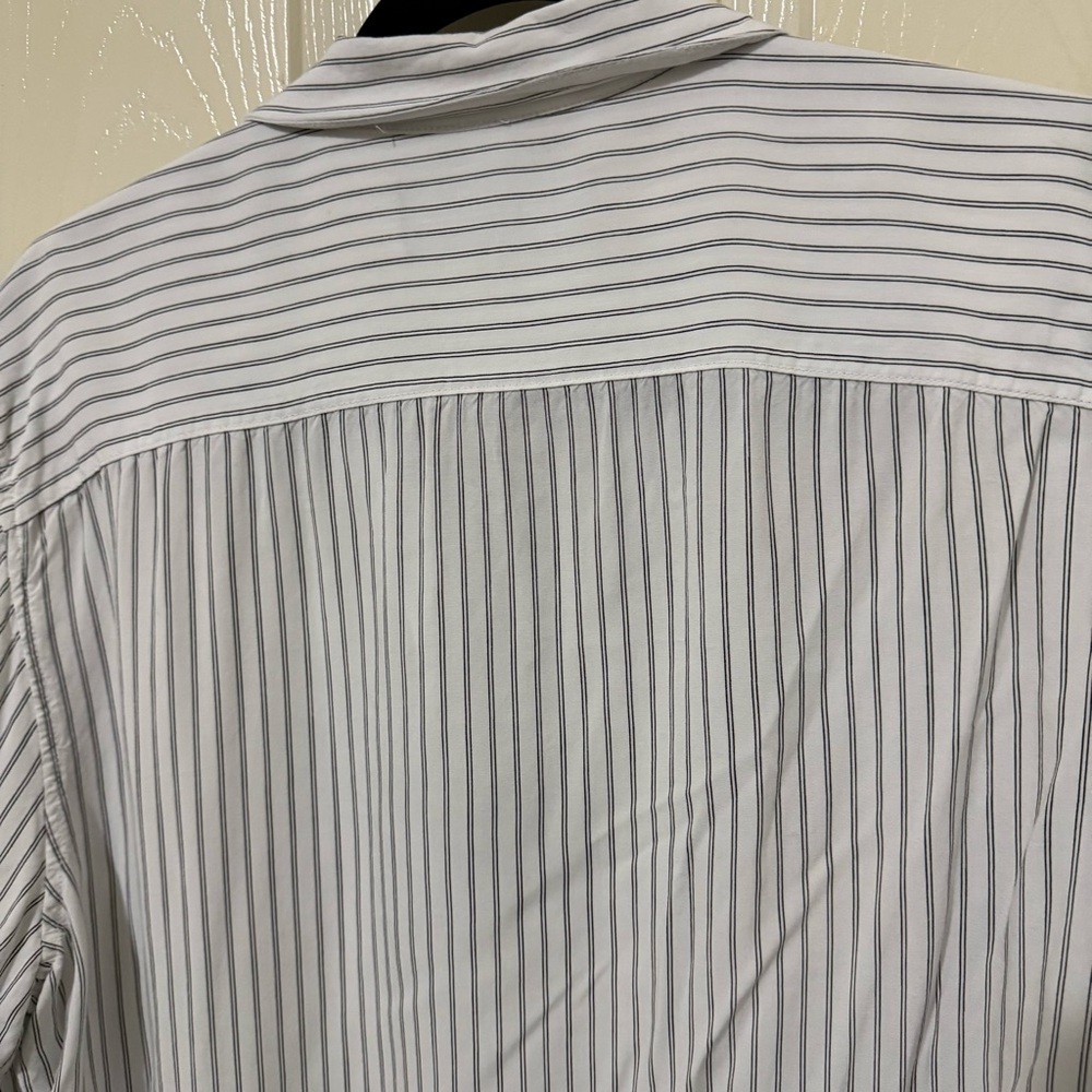 Abercrombie & Fitch White Pinstripe Button-Up Shirt | Size L - Picture 7 of 7
